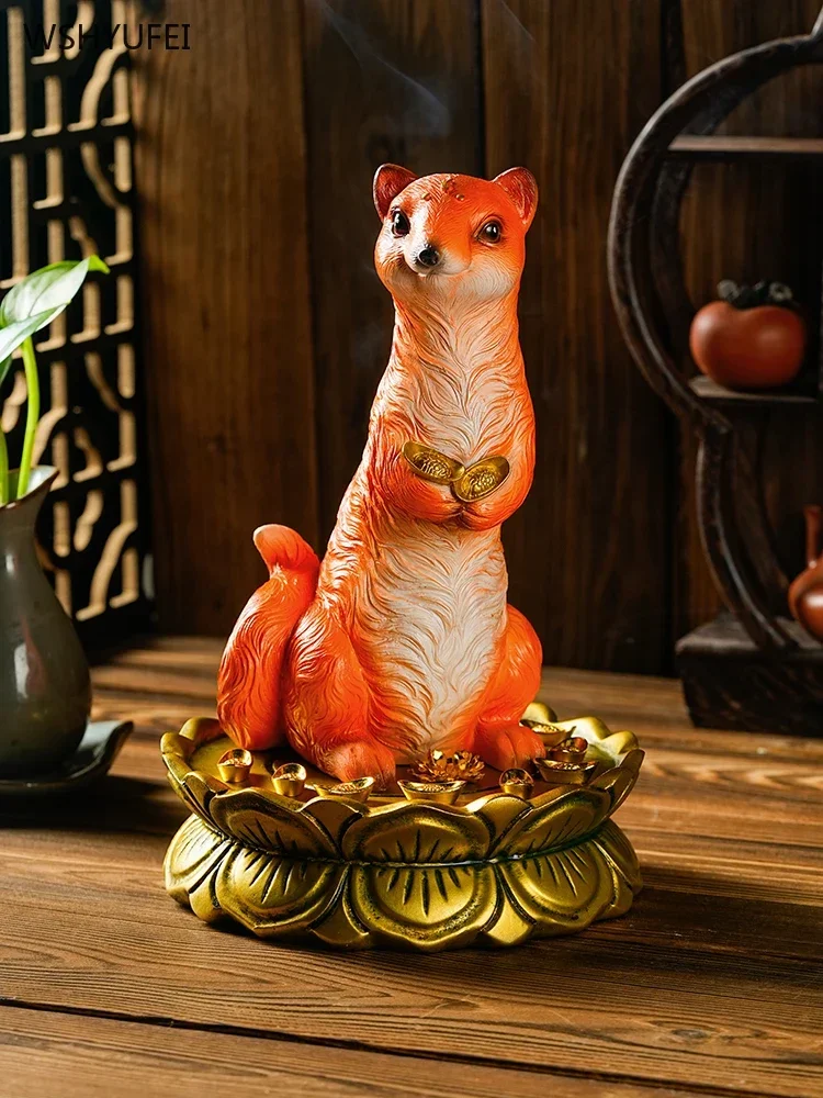 Wong Tai Sin Sculpture Statue ornament Yellow weasel statue Buddha Hall Wealth Attraction Ornament Home decoration accessories