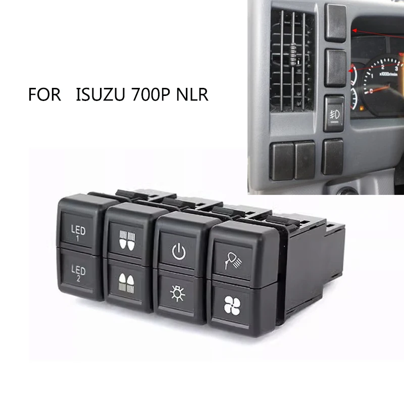 Car Dual Key Switch LED Power Supply Headlight Radar Spotlights Fog Light Switch Button With Connection Wire For ISUZU 700P NLR