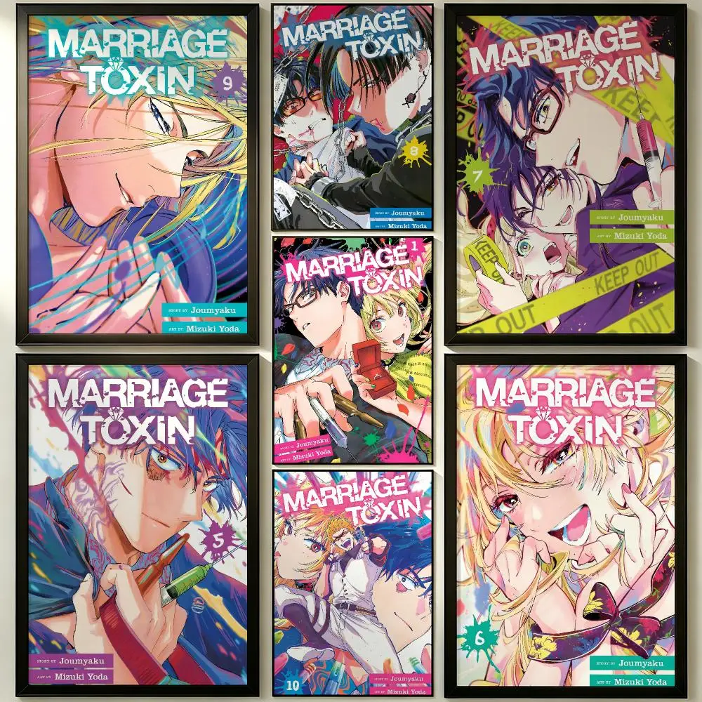 anime Marriage Toxin Poster Wall Sticker Poster Decal PP Material Self-Adhesive Waterproof for Living Room Home Wall Decor