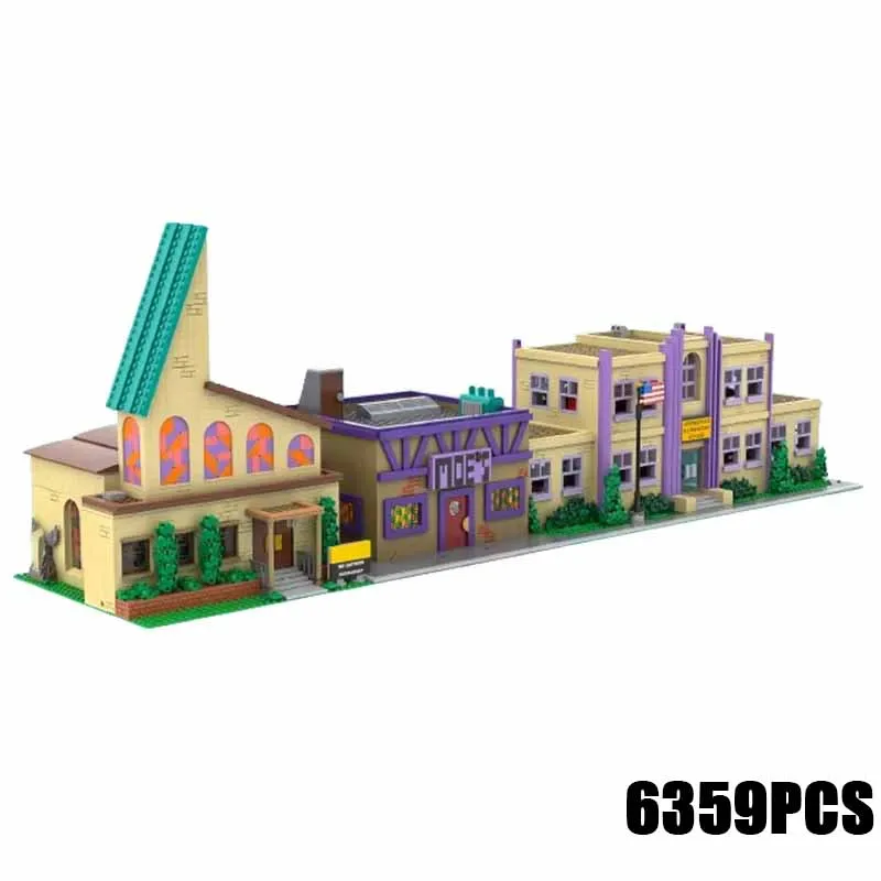 Stadt Street View Modell Moc Gebäude Ziegel Springfield Architektur Technologie Modulare Block Geschenk Weihnachten Spielzeug DIY Set Montage