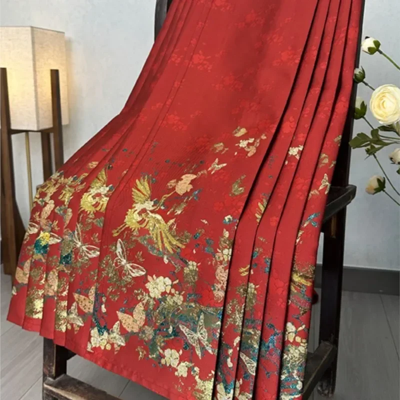 

2023 Presale 15 Days Hanfu Dress Ming Daily Commuting Horse Face Skirt Woven Gold Imitation Makeup Flower Dress Autumn