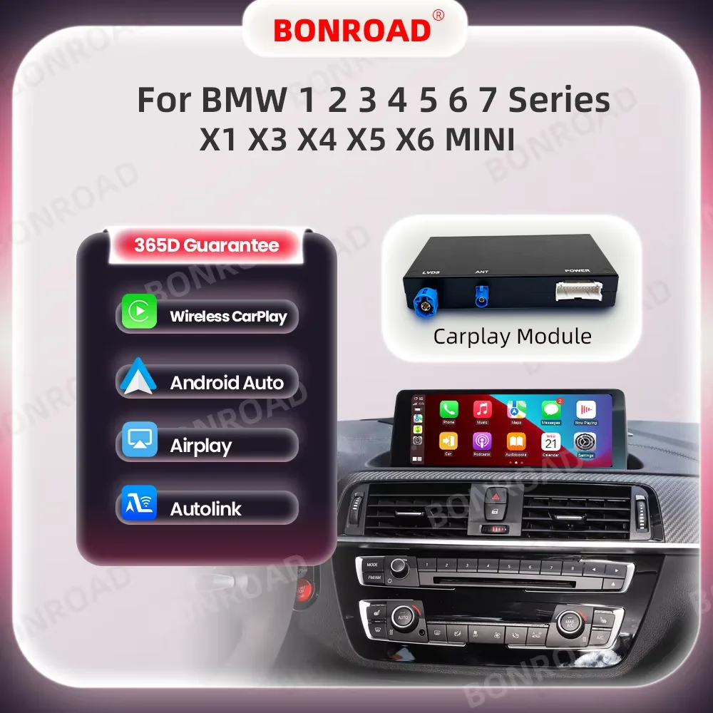 BONROAD CarPlay Android auto per BMW NBT EVO 1 2 3 4 5 6 7 serie X1 X3 X4 X5 X6 MINI F56 F15 F16 F25 F26 F48 F10 F22 F20 F30