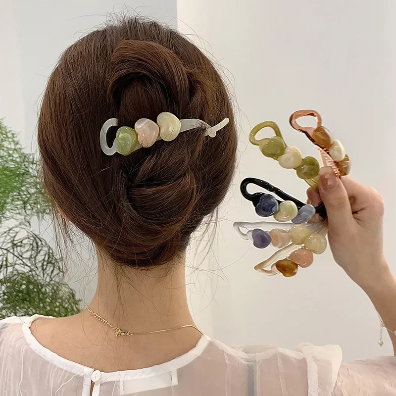 

Sweet Style Hair Clip with Acetic Acid Love Heart Frog Clasp for Women's Elegant And Fashionable Hair Accessories