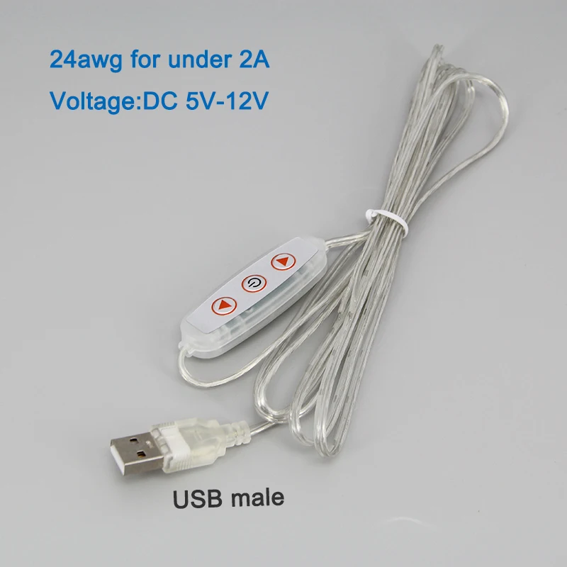 

2 м 2PIN 5 В USB регулируемый контроль затемнения кнопка питания кабель диммер контроллер для светодиодной ленты яркость света