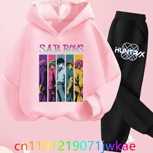 

Kids Hoody Suit KPop Demon Hunters Printed Children's Clothing Y2K Hoodies+Pants Sports Sets KPop Demon Hunters Korean Style