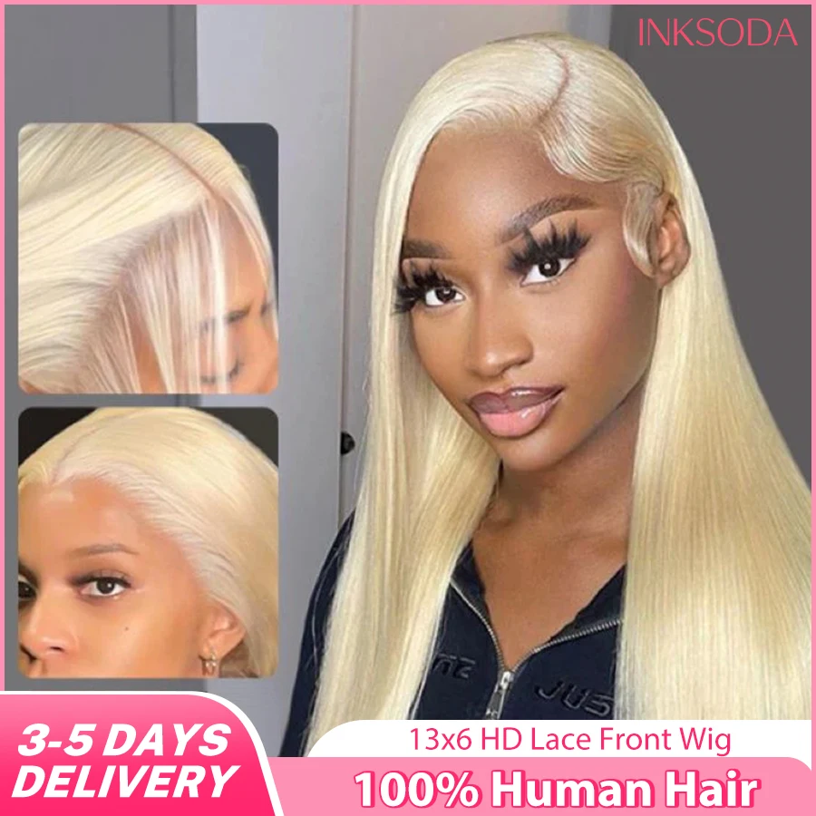 

40Inch Straight Blonde 613 Blonde Human Hair Lace Front Wig 13x6 Transparent Blonde Lace Frontal Wigs Pre Plucked Human Hair Wig
