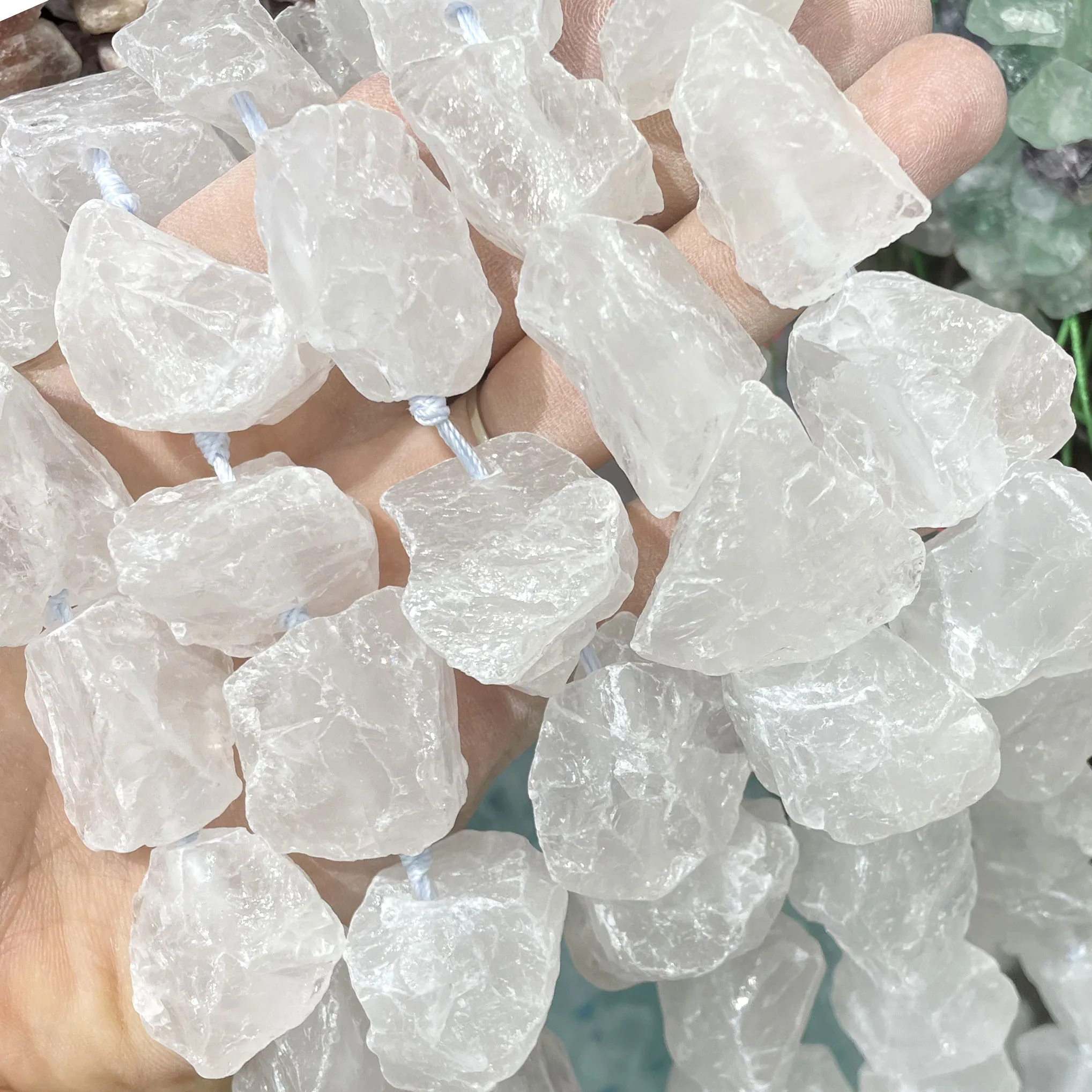 Natürliche Unregelmäßige Freiform-Rohsteine, Raue Fluorit-Mineralnuggets, Lose Abstandsperlen, DIY-Zubehör für Schmuckherstellung – Detail 23