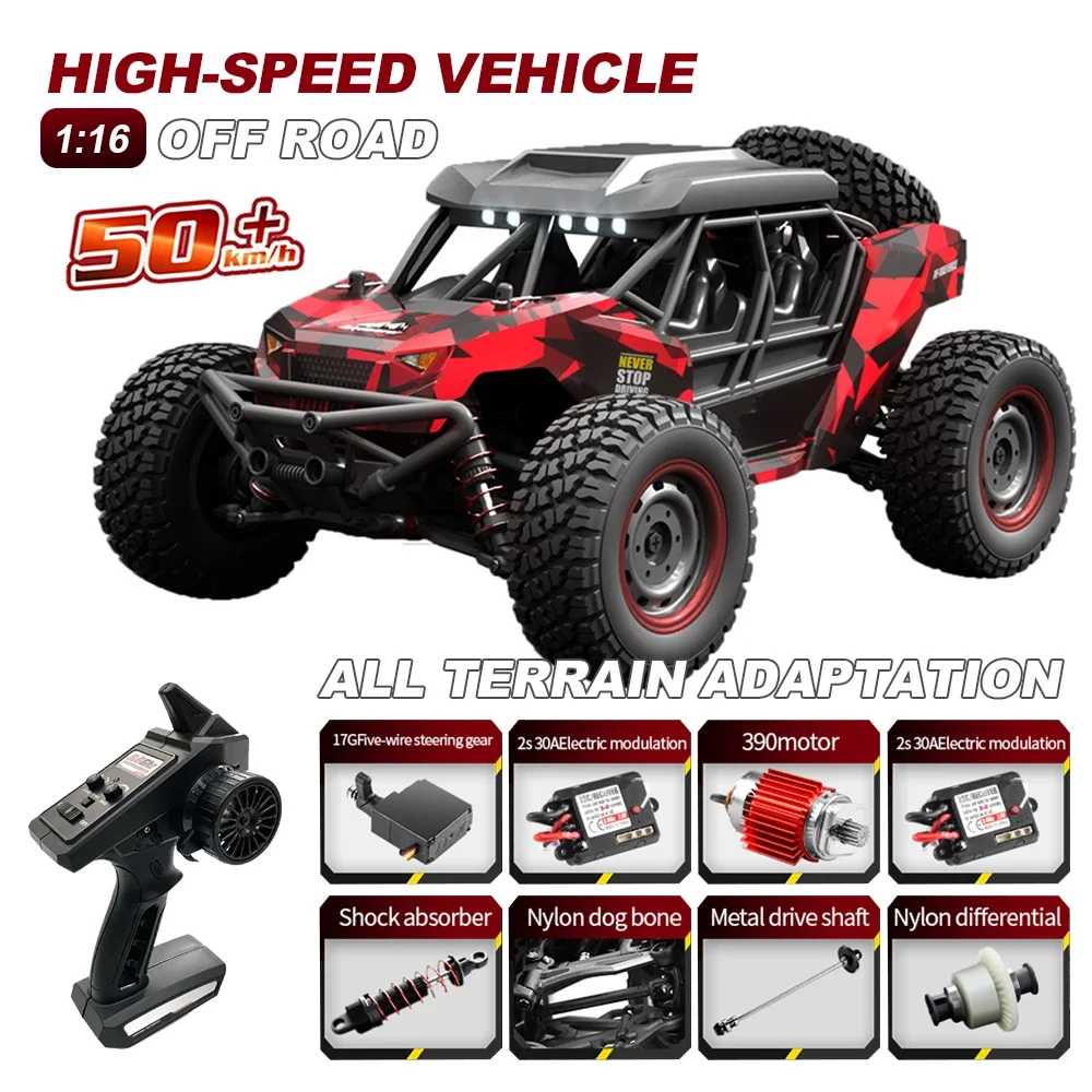 

16106 1:16 50KM/H 4WD RC Car With LED Remote Control Off-road Cars High Speed Drift Monster Truck for Kids vs Wltoys 144001 Toys