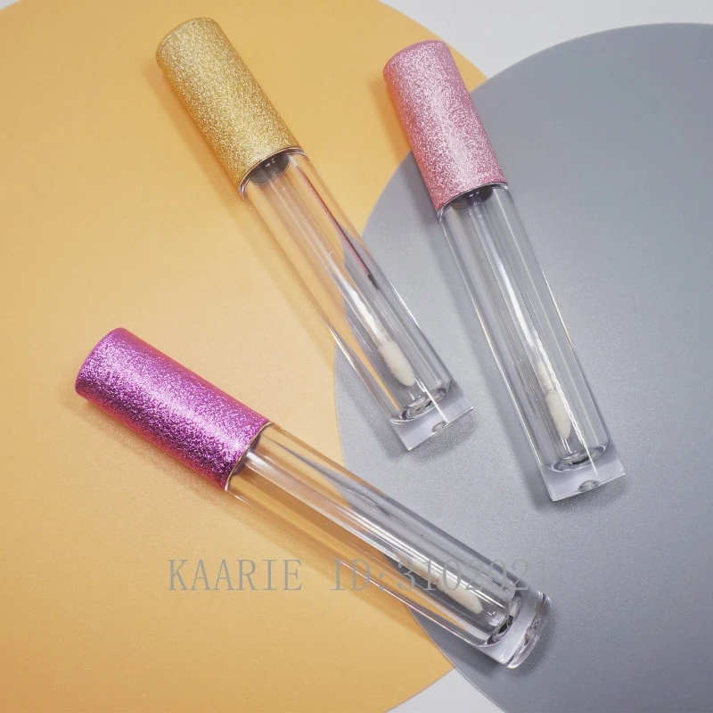 10/20/30/50/100PC 6ml Empty Lip Gloss Tube Plastic Lipgloss Bottle Container Yellow Purple Cap Cylinder Clear Lip Gloss Bottle