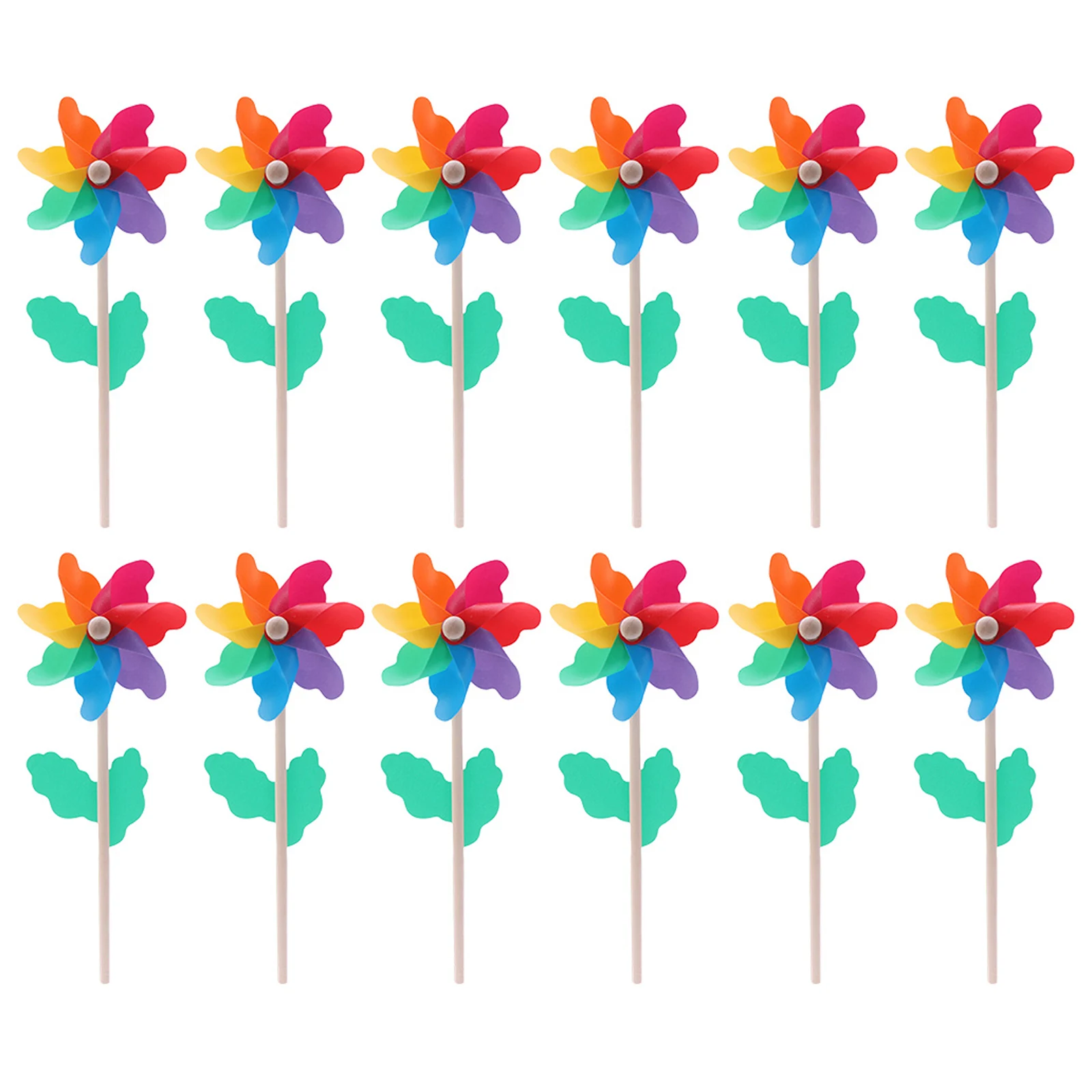 12 Pcs Pinwheels Windmill Swirl Garden Box Grinder For Outdoor Windmills Colorful Rainbow Decor Decorate Child