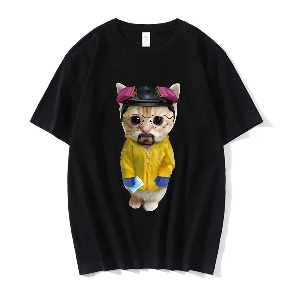 Funny Walter White Sad Crying Cat Munchkin Kitty Graphic T-shirt Men's Men Plus Size  men T-shirts TV Show Breaking-Bad T Shirt