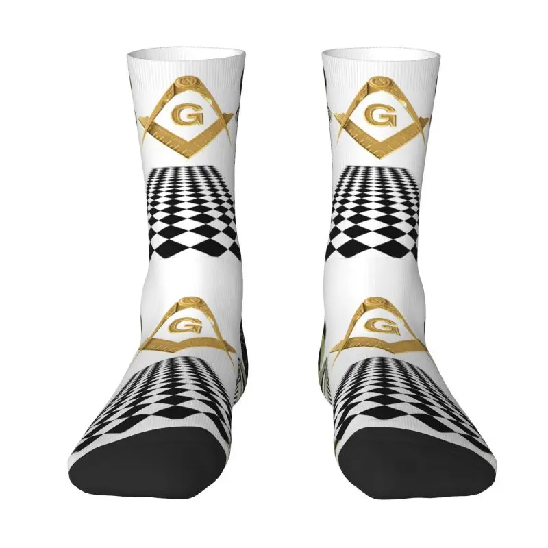 Boaz And Jachin Solomon's Temple Men's Crew Socks Unisex Funny Masonic Mason Freemason Spring Summer Autumn Winter Dress Socks