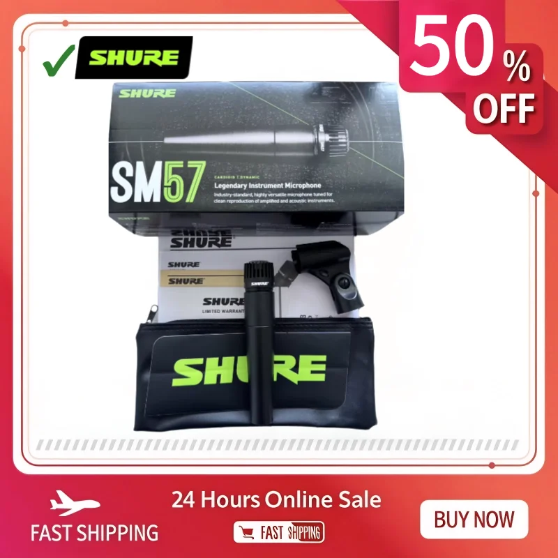 ميكروفون ديناميكي أحادي الاتجاه احترافي من Shure SM57 سلكي معدني أصلي للمسرح المباشر للكاريوكي والأداء الصوتي #1