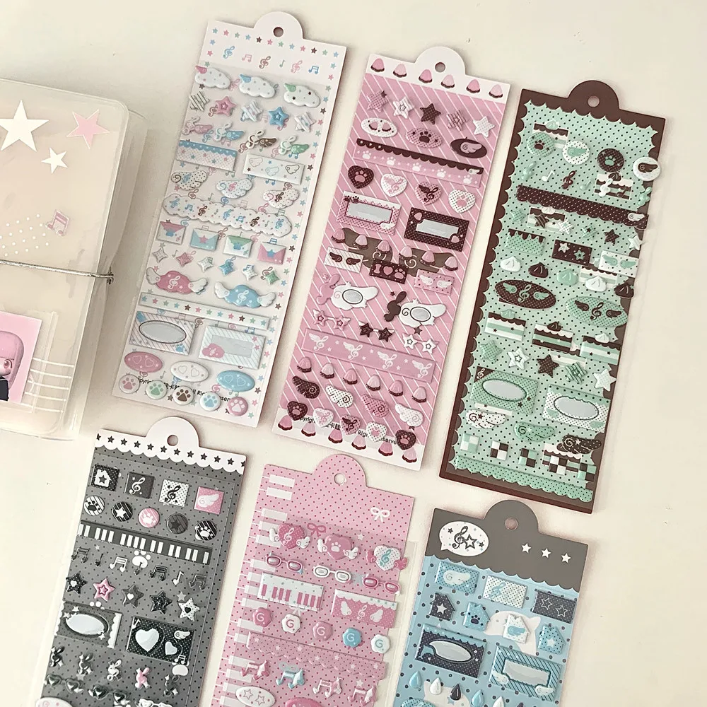 MINKYS Neue 1 Stück Kawaii Bubble Music Wings Aufkleber DIY Scrapbook-Aufkleber Konfetti Handy-Kamera-Dekorationsaufkleber
