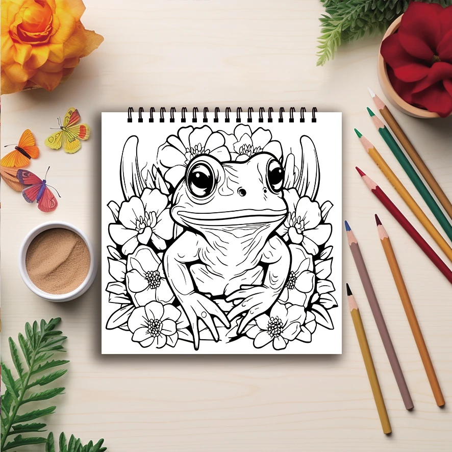 큰 눈 개구리 색칠하기 책-8.27x8.27 인치, 32 페이지 색칠하기 책-가족 또는 친구를 위한 이상적인 선물