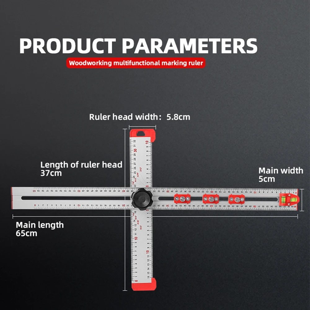 Rongpro Multifunctional Combination Angle ruler, Aluminum Alloy Woodworking Movable Marking Ruler, T-shaped Ruler, T-shaped Rule