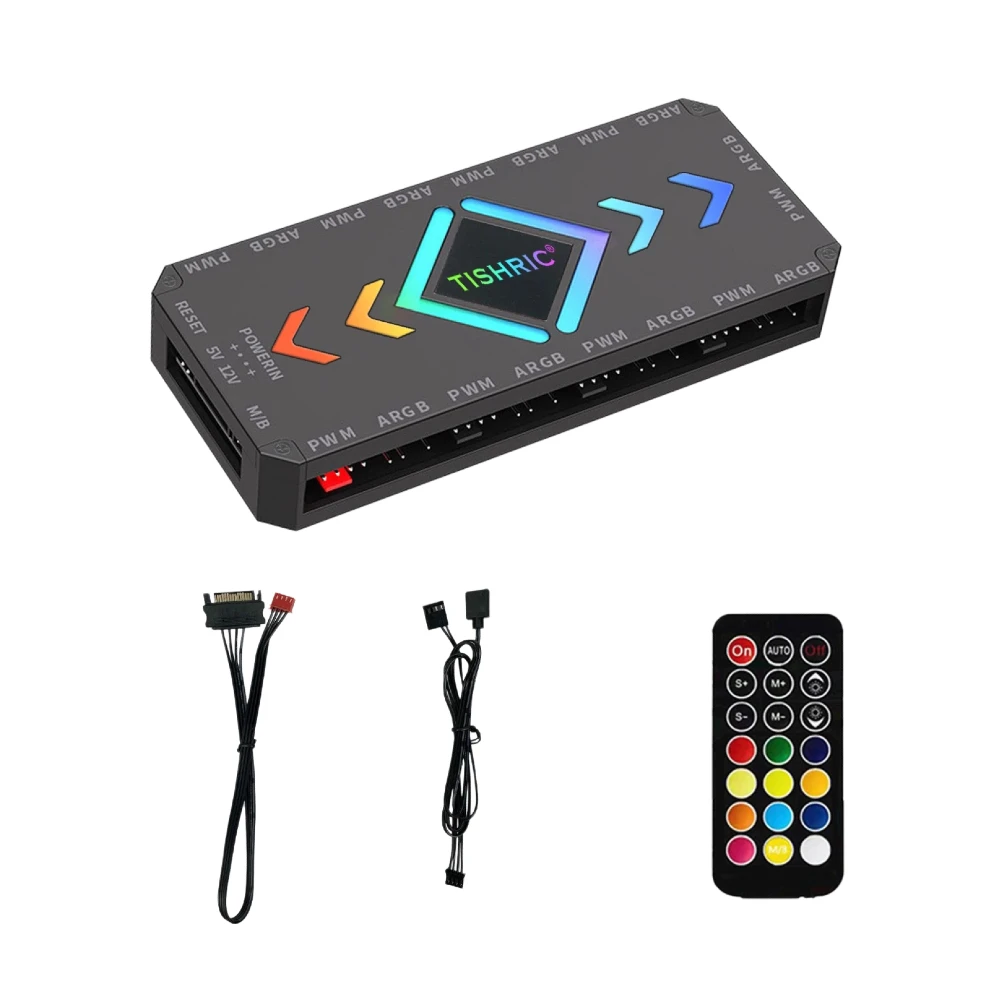 Controladora ARGB/PWM TISHRIC de 9 Portas 5V 3 Pinos com Controle Remoto