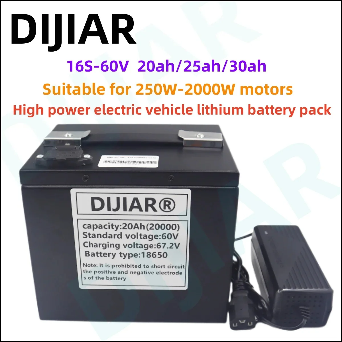 New 60V20Ah25Ah30AH18650 Lithium Battery Pack 250-2000W Powerful Long Range Battery Capacity Comes with a complimentary charger