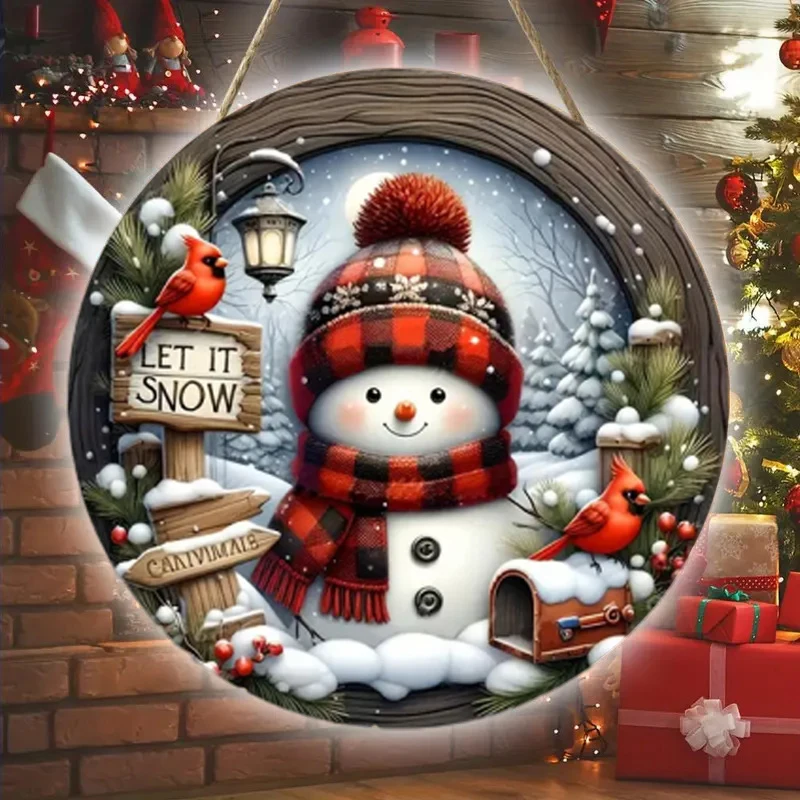 2025 Christmas Snowman Christmas Tree Acrylic Decoration Hanging Wall Plaque Window Car Door Plate Garden Hanging Holiday Gift