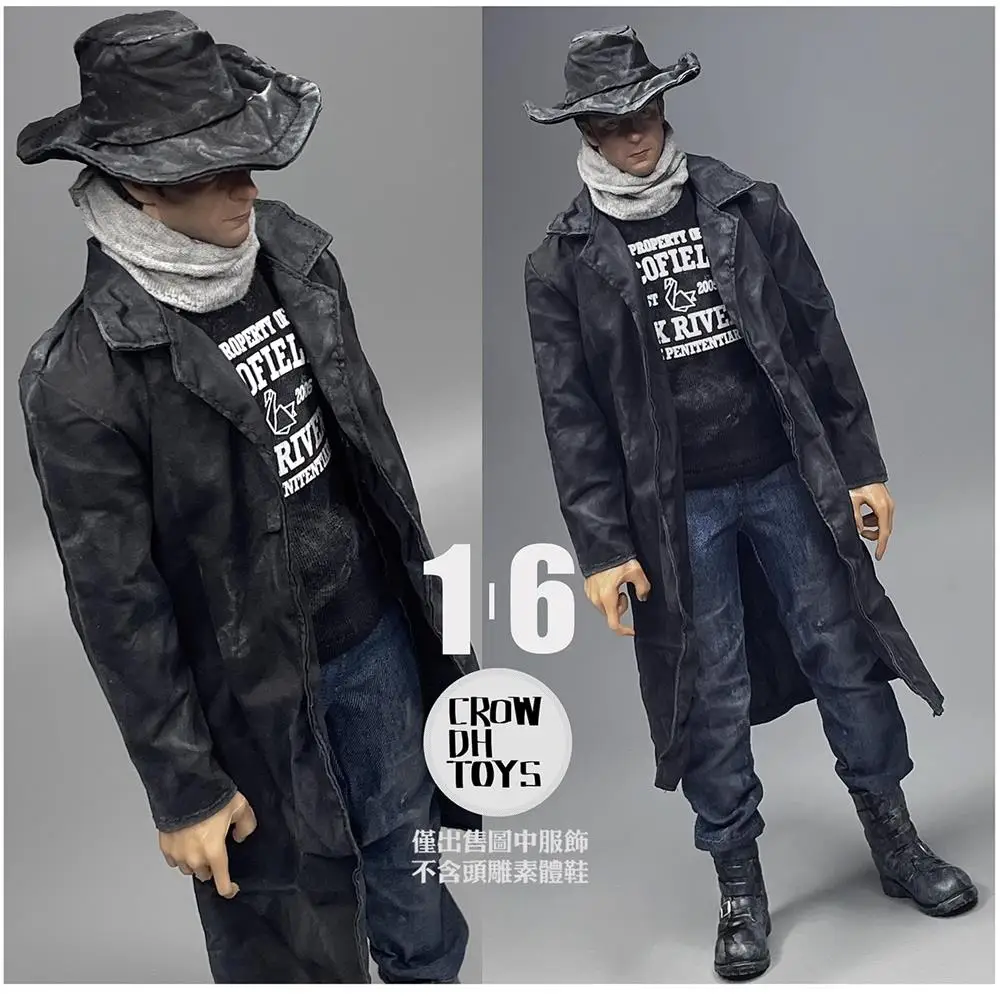 

3ATOYS 1/6th Fashion Black Long Overcoat Coat with Dirty Effect Toys Model No Body For 12" Action Figure Collect