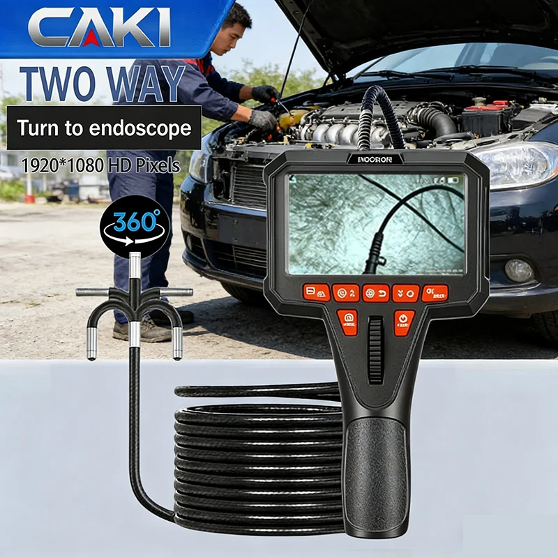 

360 Articulating Borescope 1080P 6mm 4.5inch LCD Monitor Industrial Inspection Camera Diesel Engine Inspection Pipeline Aviation