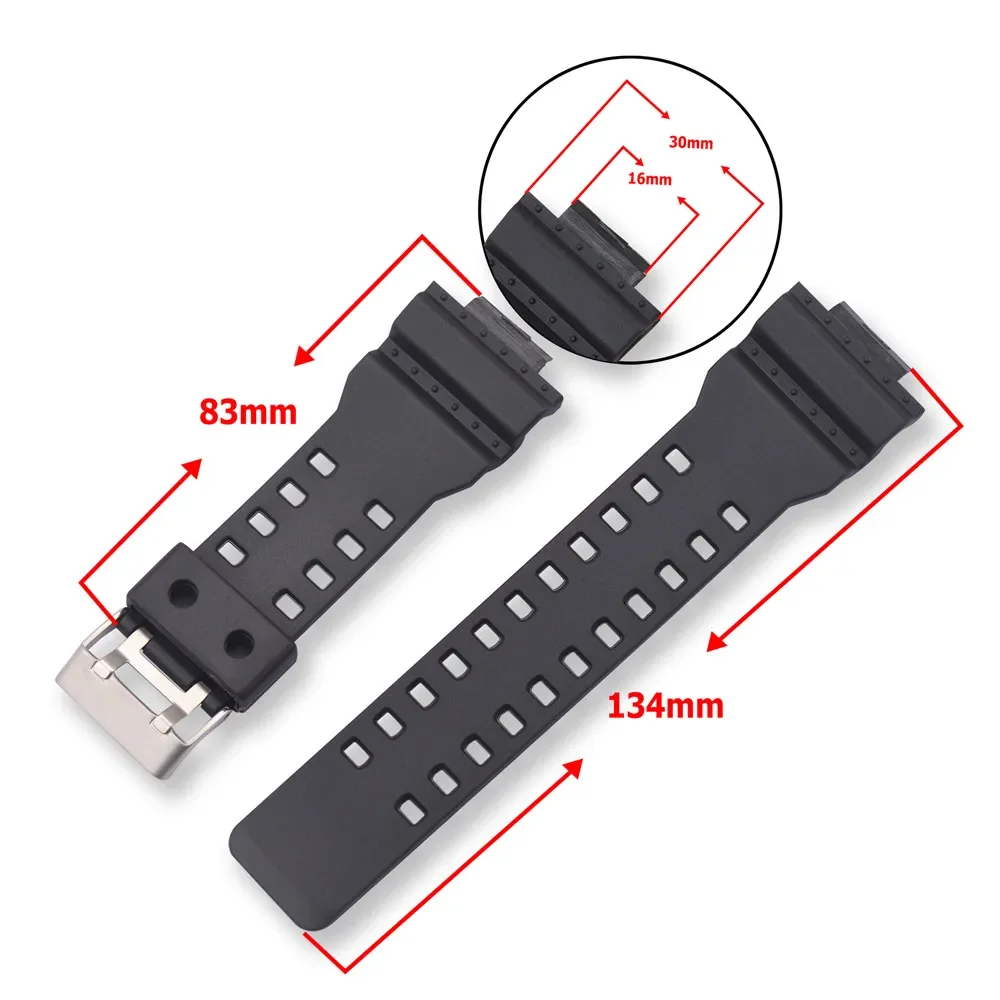 Strap for Casio G-Shock GA-100/110/120/140/200/400/700/800 GD-100/110/120 G-8900 Replacement Men Resin Silicone Watch Band 16mm