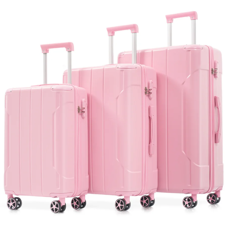 

Luggage Sets 3 Piece for Travel, ABS Hard Shell Lightweight Durable Suitcases with Double Spinner Wheels, 20/24/28 Inch, Pink
