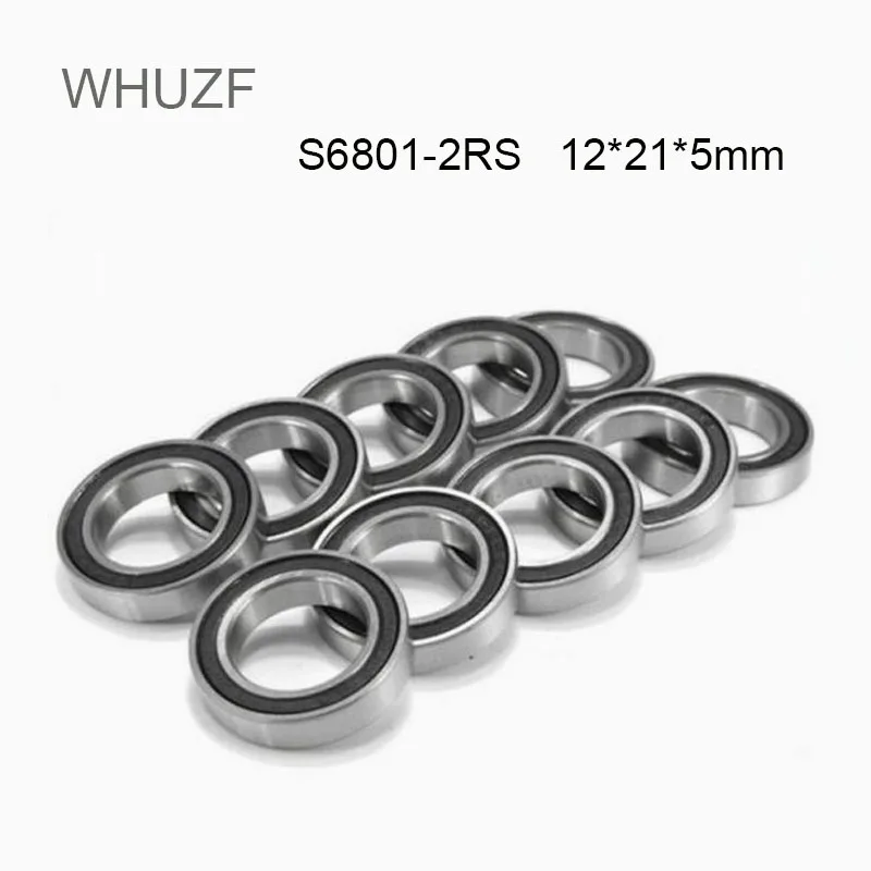 WHUZF 5/10/20 Buah S6801RS Bantalan 12*21*5 Mm ABEC-3 440C Baja Tahan Karat S 6801RS Bantalan Bola 6801 Bantalan Bola Baja Tahan Karat