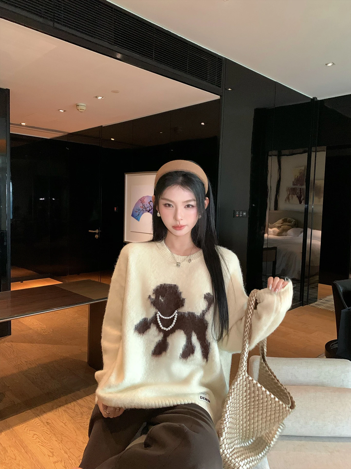 

iTookgiii round Ne Knitted Sweater Women's Soft Comfortable Alpaca Wool Blend Long Sve Casual Knitwear Spring Autumn Winter