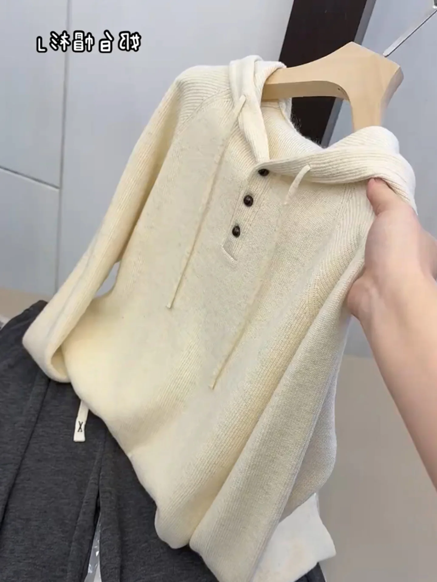 

Comfortable Hooded Knitwear Loose Long Sve Pullover Soft Skin-friendly Slimming Comfortable Women's Autumn Faion Top