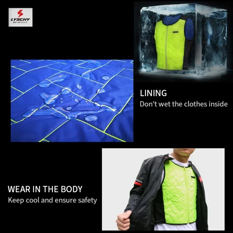 LYSCHY Summer Cycling Motocross Water Cold Jacket Fluorescent Green Picnic/Camping Outdoor Motorcycle Riding Cooling Ice Vest