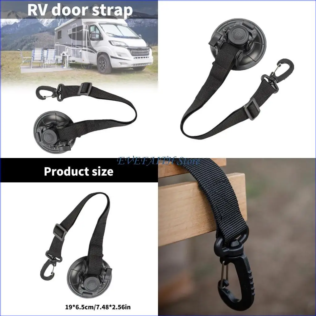

124B Door Retainer Strap Holder Heavy Duty Fastening Belt Adjustable Fasteners Motorhome Door Suction Cup Strap