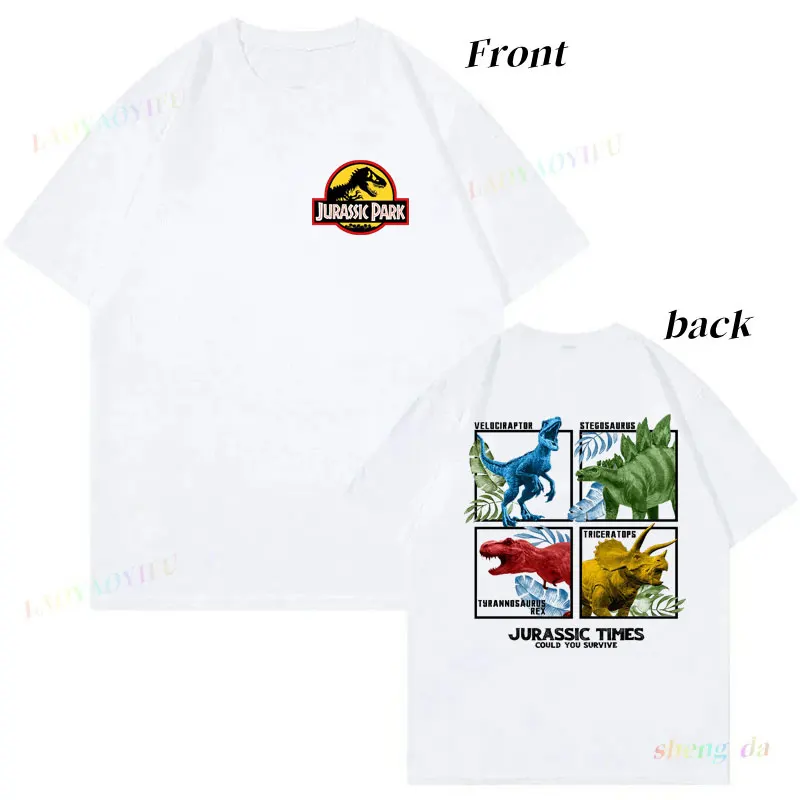 Jurassic Park Camiseta Tweezijdig bedrukte T-shirt Goth Casual Klassiek Puur Katoen Herenkleding Vrouw Grafisch T-shirt met korte mouwen