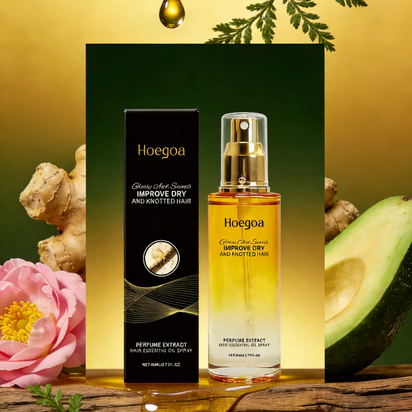 

Hoegoa Camellia Oil for Hair Growth Products Moisturizing Hair Smoothing Shiny Improve Texture Ginger Anti Frizz Hair Oil Spray