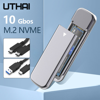 UTHAI Tool Free M2 NVMe SSD Case Aluminum 10Gbps USB3.1 GEN2 Type C M.2 SSD Enclosure M Key Solid State Drive Case Support UASP