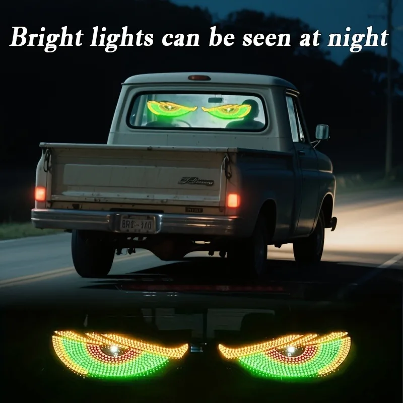 2Pcs LED Auto Dynamische Teufel Auge Licht Für Auto Lkw Dämon Augen Led-bildschirm Licht Vorne Heckscheibe Dekoration