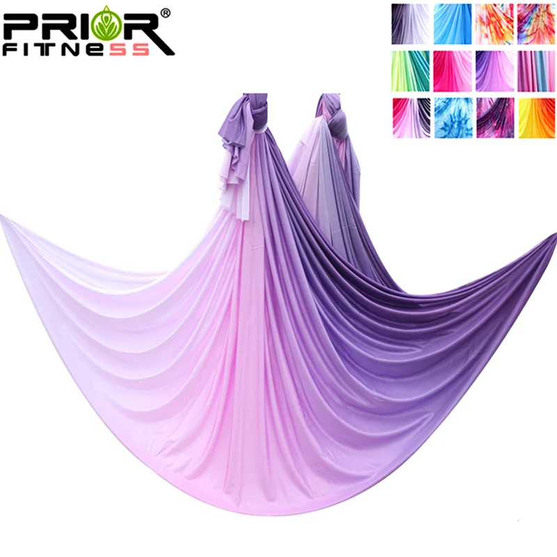 

12m Aerial Yoga Hammock Aerial silks Ombre Gradient Color Yoga Fitness Stretch Belt For GYM Indoor Yoga Studio