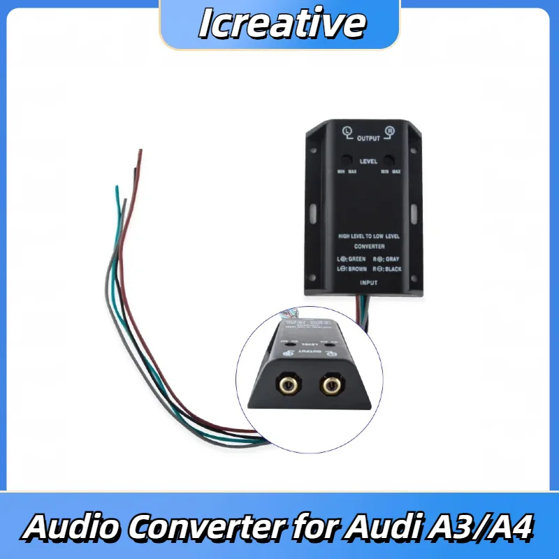 Convertitore Audio per Audi A3/A4 adattatore convertitore per altoparlante RCA Audio per auto uscita di alto e basso livello adattatore Audio per