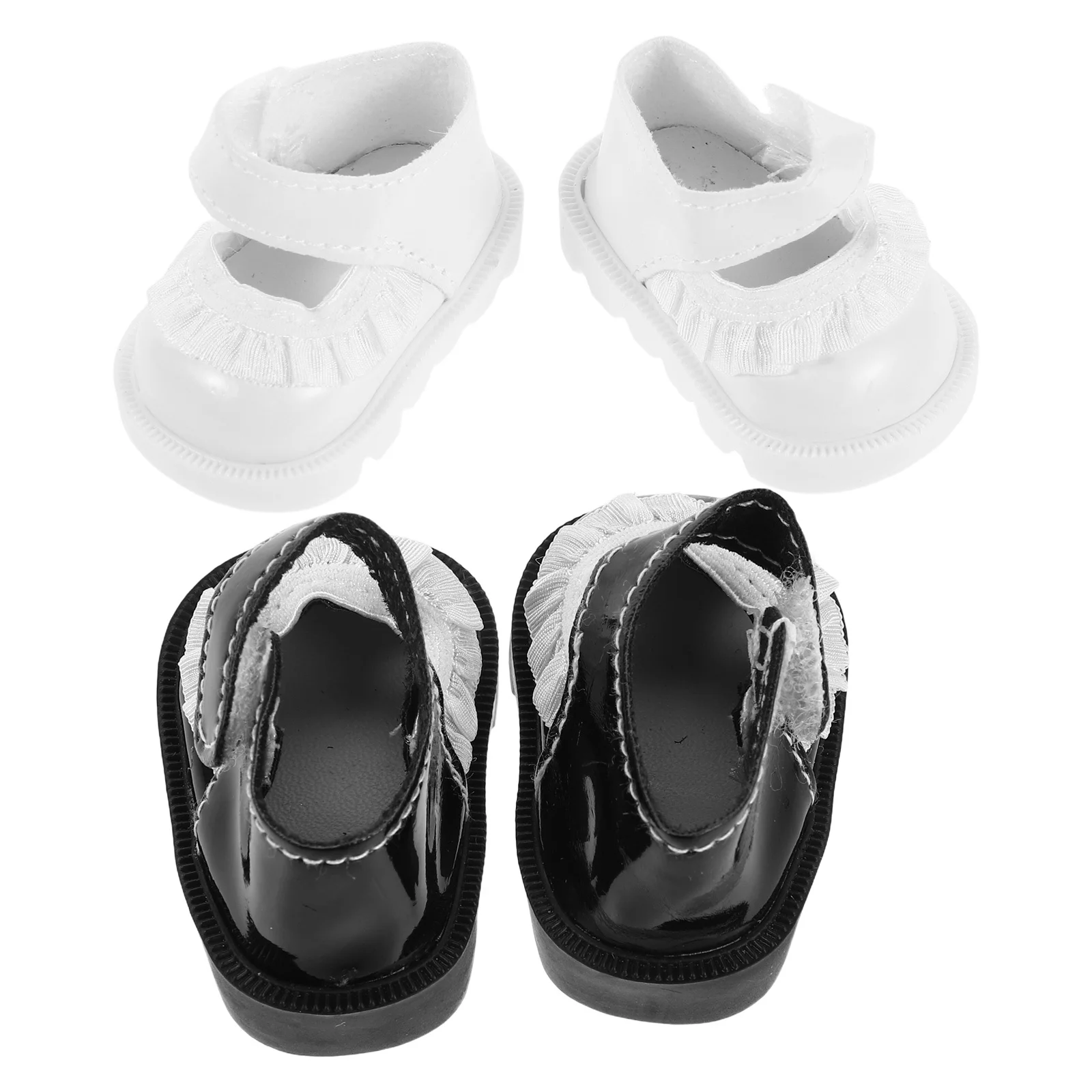 

2Pairs Mini Shoes Lace Trim Replacement for 20cm Newborn Girl Dress Up Accessories Mini Scene Adornments Shoes Toy for