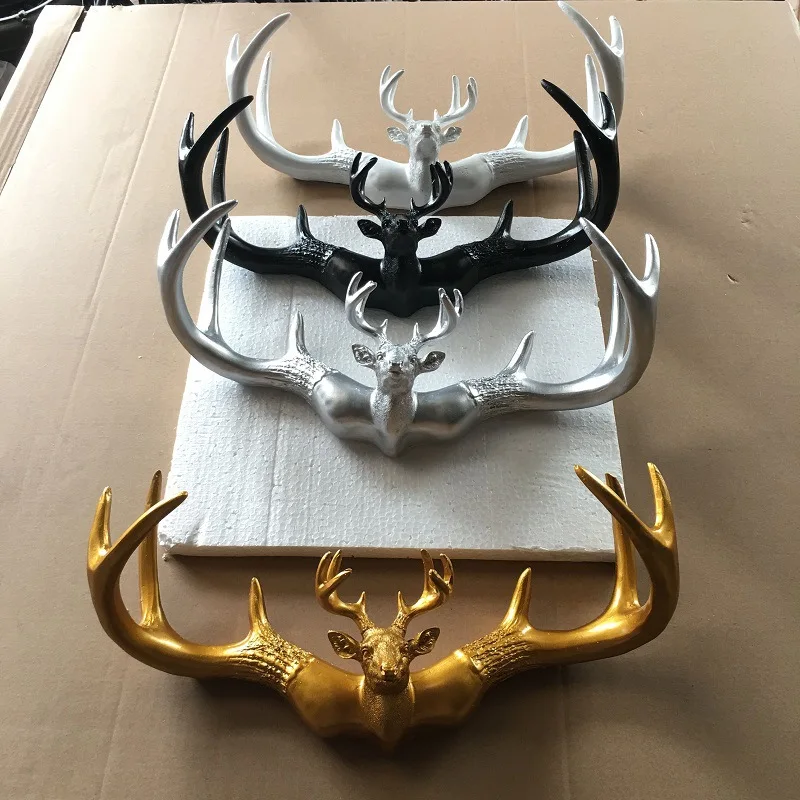

4colors 38cm resin American deer head hook creative wall hanging porch decoration hanger living room antler art coat hook decor