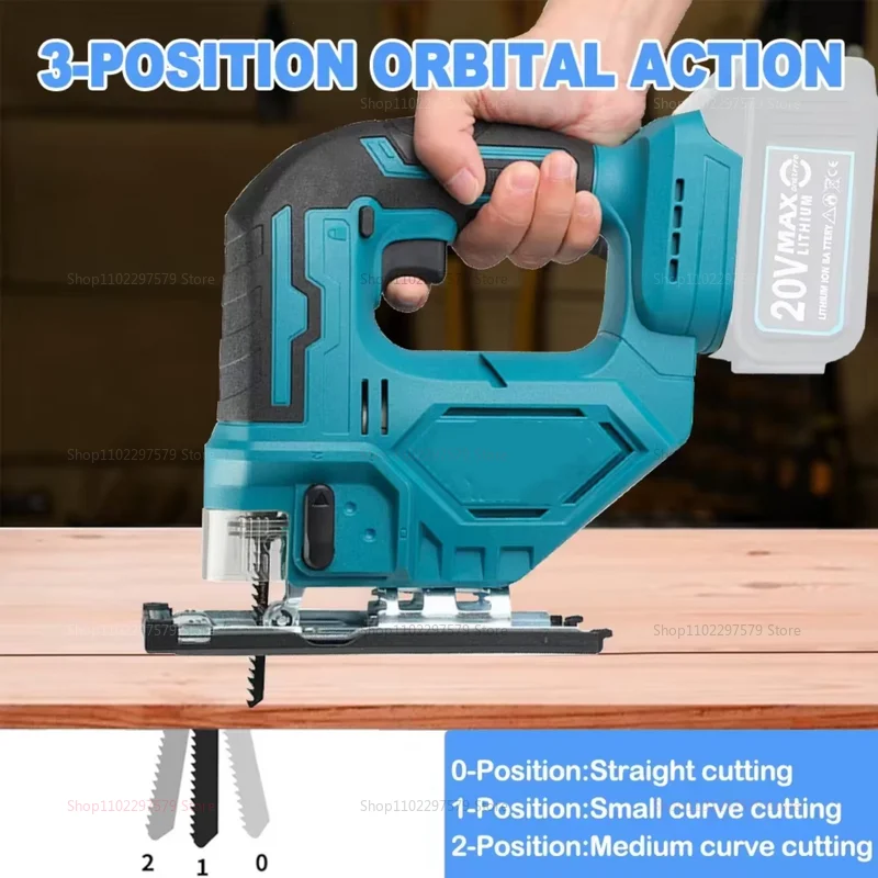 Electric Curved Jig Saw Cordless Power Tool for Carpentry DIY with 18V Battery Compatible Portable Multifunctional Cutting Tool