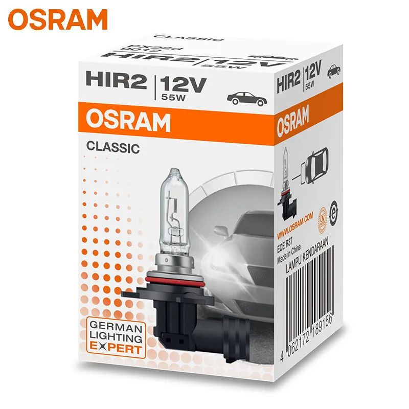 OSRAM-bombilla halógena clásica para faro delantero de coche, lámpara automática estándar de haz alto/bajo ECE, 9012 HIR2, 12V, 55W, PX22d, 3200K, 1