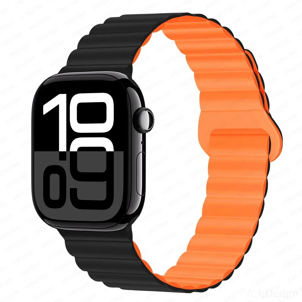 Magnetic Strap For Apple Watch Band 40mm 45mm 46mm 44 mm 41mm 49mm 42 38 Silicone Bracelet iWatch series 8 SE 6 7 8 9 10 Ultra 2