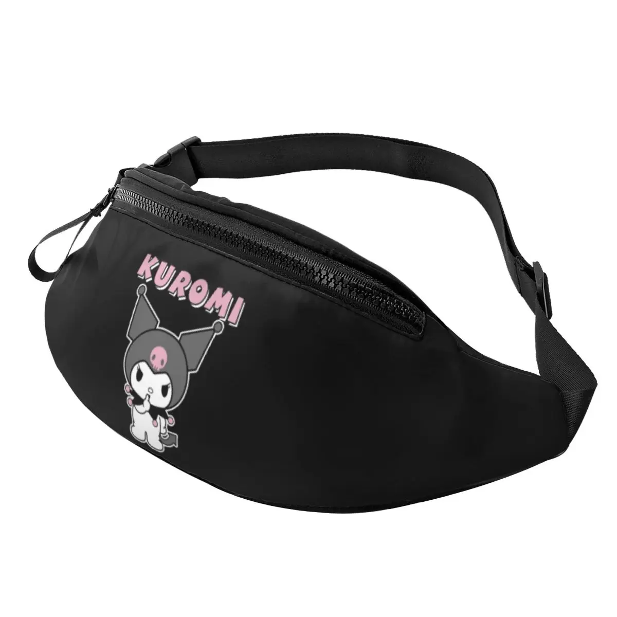 

Custom Casual Cartoon Cute Kuromi Fanny Pack for Cycling Camping Women Men Crossbody Waist Bag Phone Money Pouch