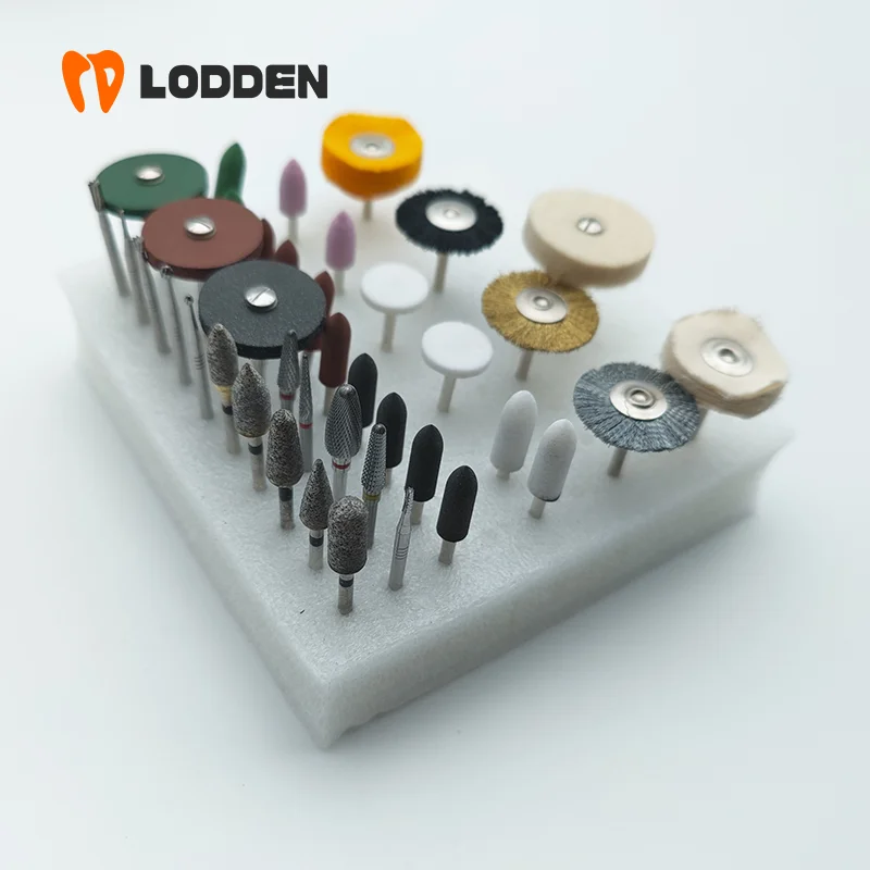 Schleif- und Polierset für Dentallabore für Metall, Acryl, Keramik, Zirkonoxid, Lithiumdisilikat mit Diamantbohrern und Gummirollen – Detail 5