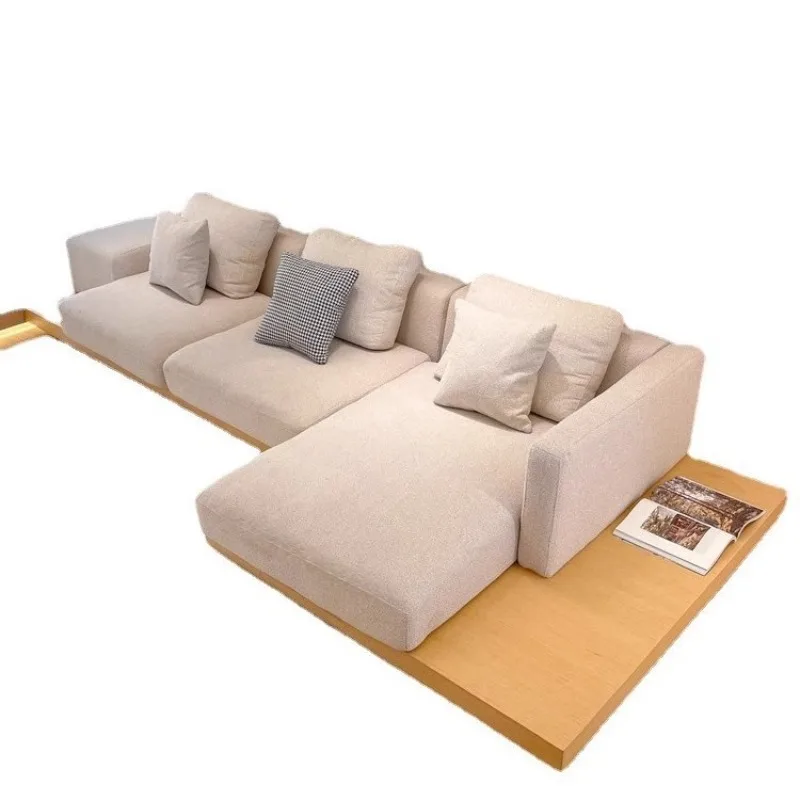 log style sofa solid wood fabric Nordic wabi style simple horizontal hall apartment combination removable and washable