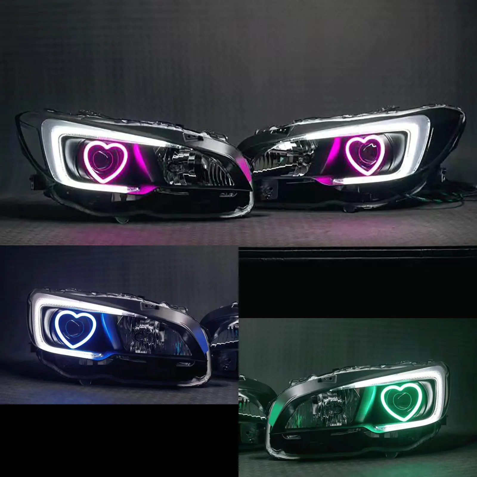 Heart-Shaped SRGB Color-Chasing Dynamic Angel Eyes Turn Signals Light Bluetooth Wireless Control LED Sequential Flowing Halo