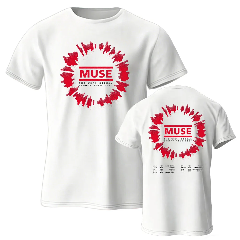 MUSE The Wow! Signal Tour T-shirt Unisex Streetwear Hip Hop Rock Band Design Graphic Merch Cotton Summer Soft Male Tshirts Merch