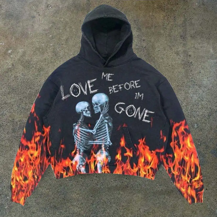Halloween Skeleton Gothic Cardigan Hoodies Men and Women  Zipper Long Sleeve Hooded Sweatshirt Loose Lazy Style Harajuku Jacket
