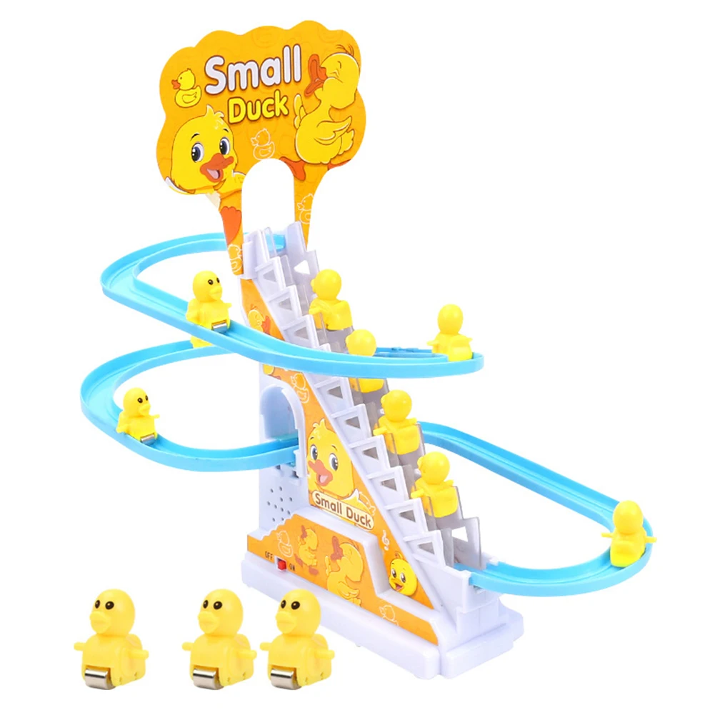 Ducks Climb Stairs Toy Racing Car Train Toy Duck/Piglet/Dinosaur/Bear/Penguin Electric Stair Toy for Kids 3 Years Old and Up